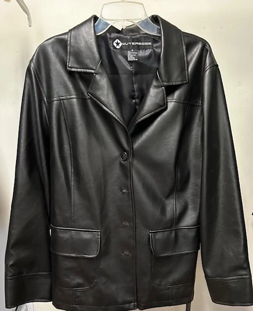 OUTEREDGE Women's Black Faux Leather Jacket Sz XL - Image 4 of 4