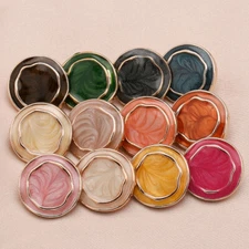 6X Round Buttons Floral Shank Material Craft for Overcoat Jacket Decoration DIY