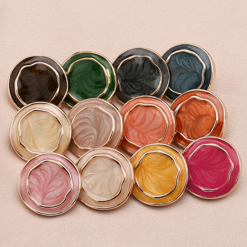 6pc Round Buttons Floral Shank Material for Overcoat Jacket Decoration DIY Craft - Image 3 of 4