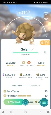 Pokemon Go Shiny Golem ( Max CP )