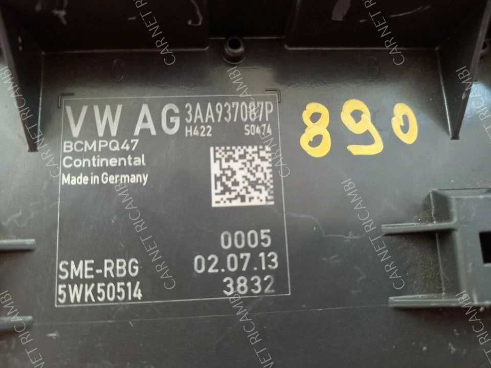 3AA937087P  BODY COMPUTER VW PASSAT ALLTRACK B7 365 CONTINENTAL BCMPQ47 5WK50514 - Immagine 3 di 4