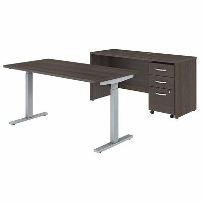 Studio C 60w Height Adjustable Standing Desk Office Suite In Gray