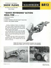 Vintage Balderson Hyd Wende Schneepflug für Raupengrader Broschüre 3714E