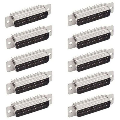 10 Pcs D-SUB 25-Pin DB25 Male Assembly Solder Type Plug Connector Cup Socket