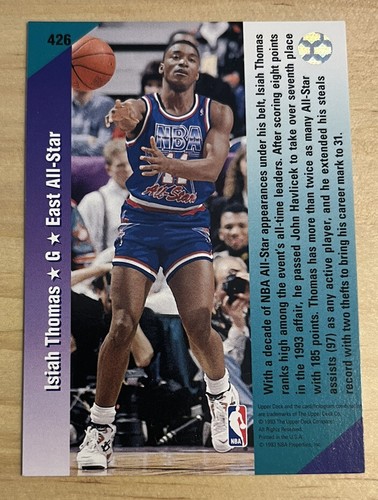 PISTONI DA BASKET AUTOGRAFATI 1992-93 ISIAH THOMAS DETROIT #426 HOF - Foto 2 di 2