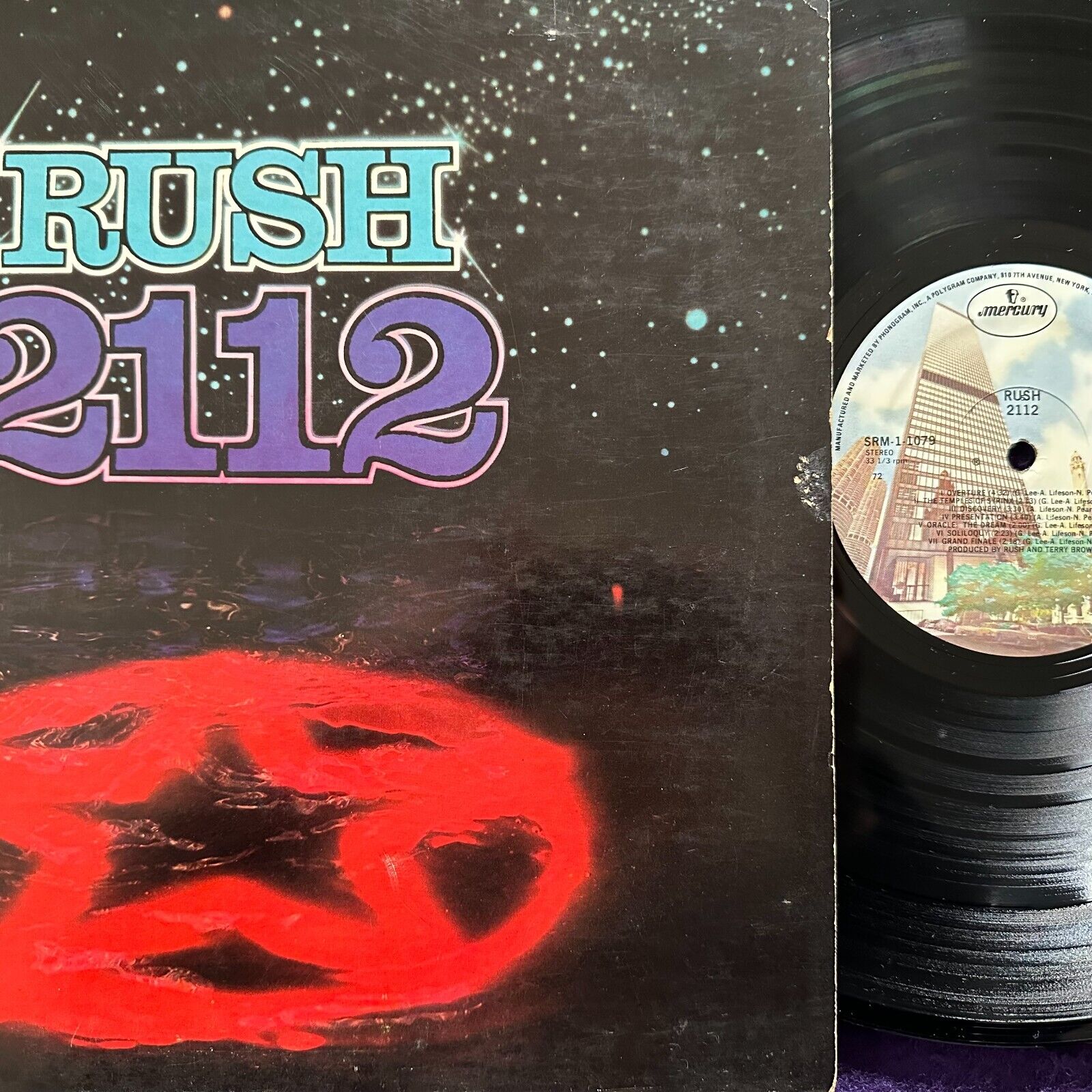RUSH 2112 LP '76 MERCURY Original SRM-1-1079 Rock MASTERDISK Gatefold EX+