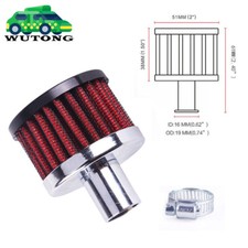 16mm Air Intake Crankcase Breather Filter 34 Inch Inlet Clamp-on Round Chrome