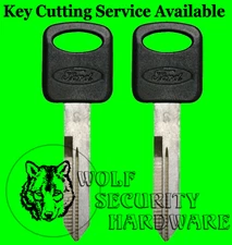 Lot of Two (2) OEM Ford Logo Black Plastic Molded Key Blank Uncut *IN STOCK*