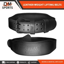 DXM SPORTS Leather Weight Lifting Belts 4" Back Support Bodybuilding Gym Belt