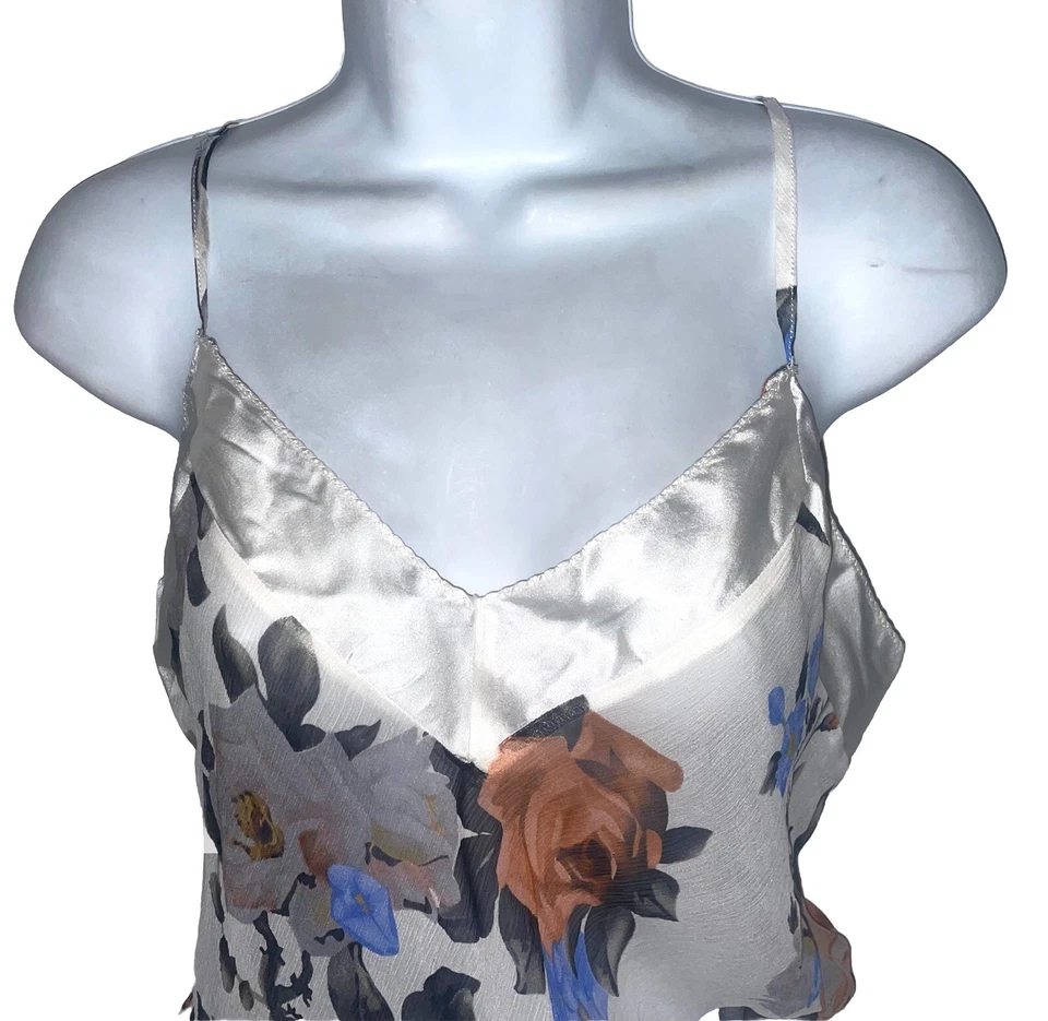 NUEVO CON ETIQUETAS Peluche/Mameluco Floral 100% Seda Transparente La Fee Verte Anthropologie Talla L Foto 2 de 4