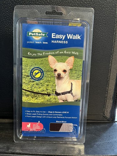 PetSafe Easy Walk No-Pull Harness Size Petite New Box Black Silver