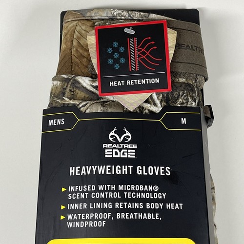 Realtree Edge •Heavyweight Gloves Men's SZ M • Scent Control Waterproof Camo New - Picture 2 of 7