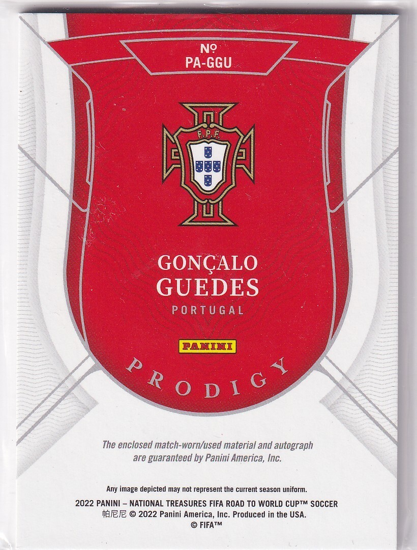 Panini National Treasure WC 2022 PA-GGU Goncalo Guedes Match-Worn Patch Auto /25 view 2
