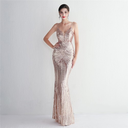 Hot Women Sequin Evening Dress Long Formal Gown Prom Party Maxi Elegant Skirt - Picture 23 of 25