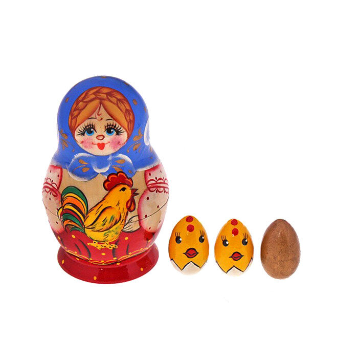 Matriochka collection Coq authentique poupée russe en bois verni
