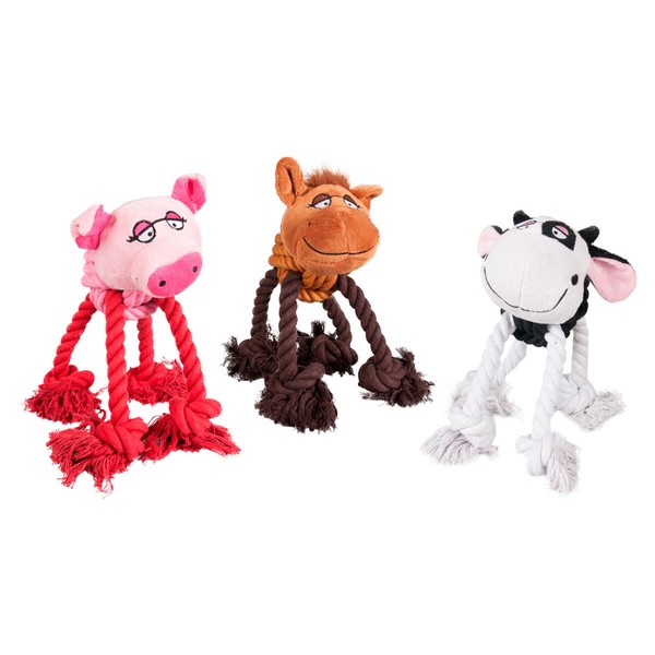 Flamingo PlüSchspielzeug Ropey Farm Mit Squeaker 40 Cm FüR Hunde Spielzeug-image
