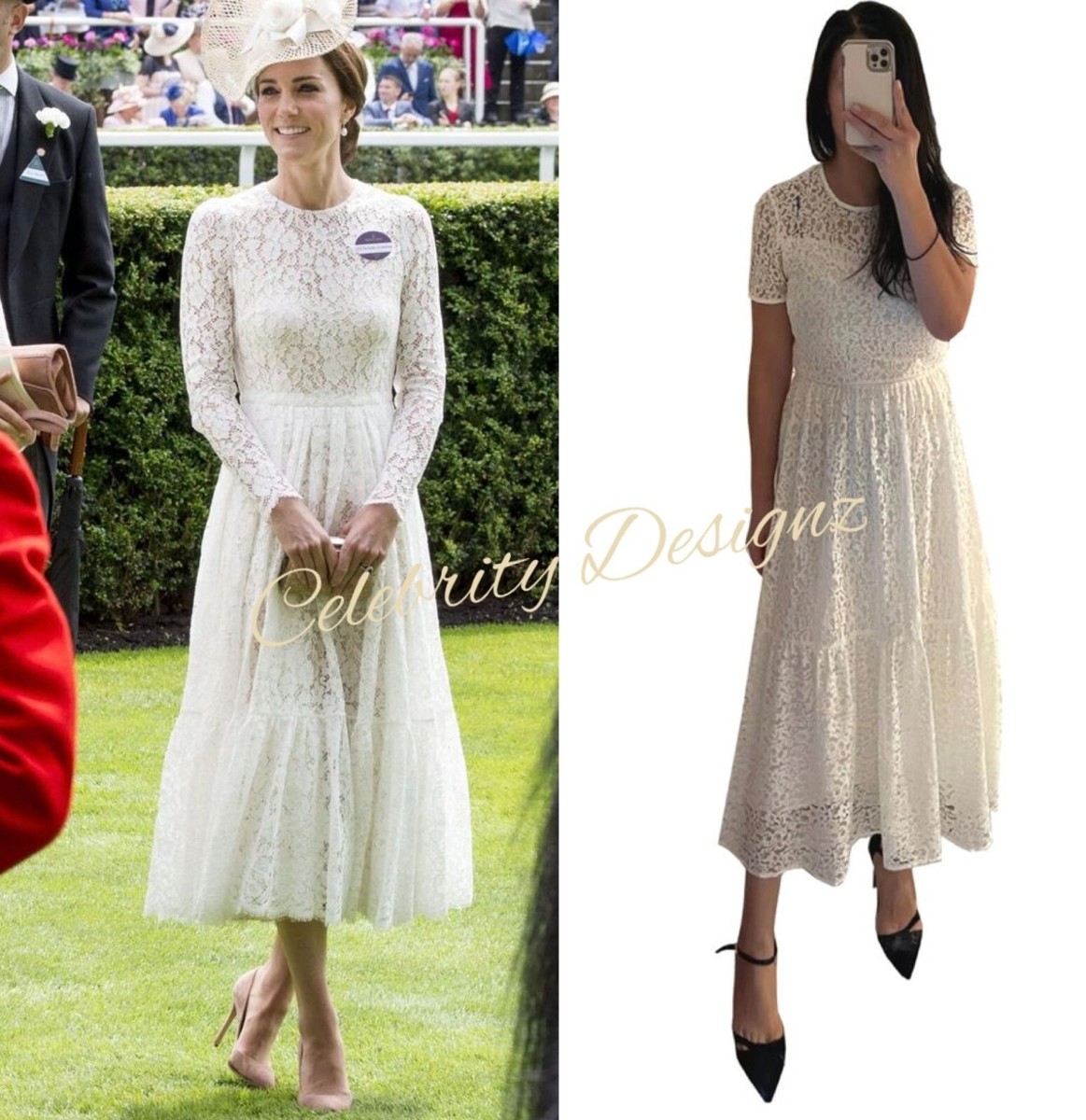 Kate Middleton Inspired Short Sleeve Cotton Crochet Lace White 3-Tiered  Dress | eBay