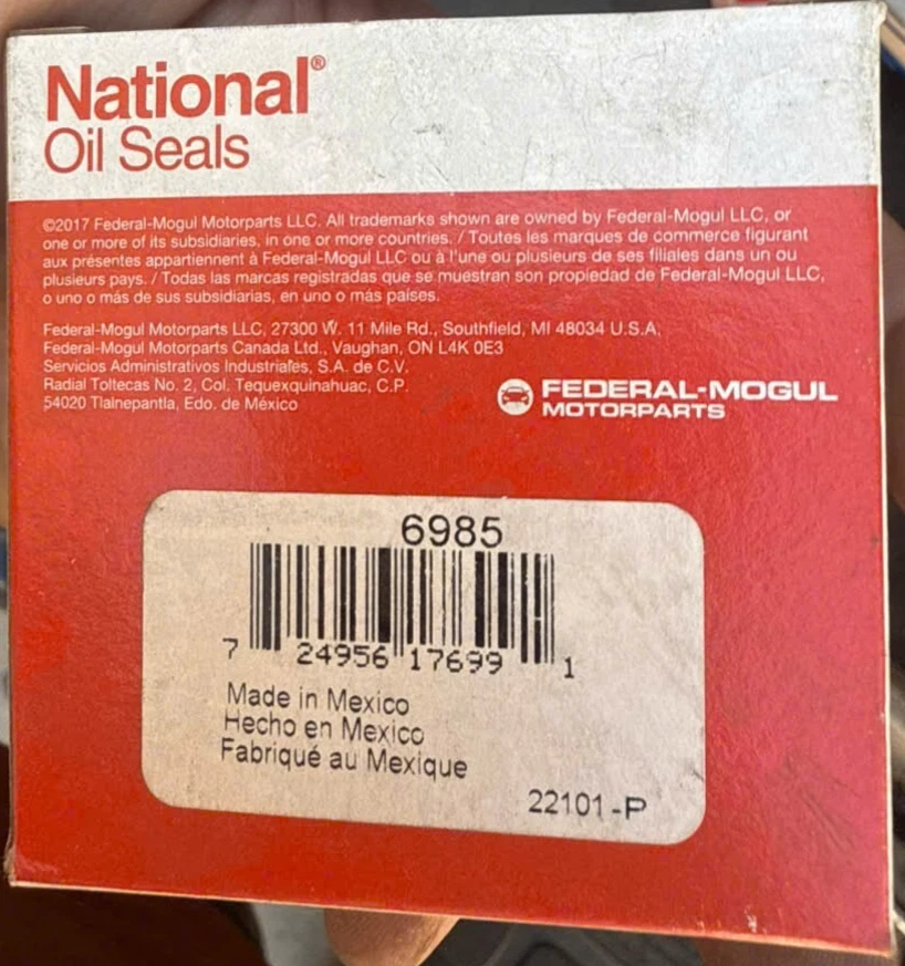 Sellos de aceite nacionales Rr Main Seal 6985 Foto 2 de 2