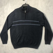 Geoffrey Beene Mens’s Pullover 1/4 Zip Sweater Gray XL Mock Neck LS