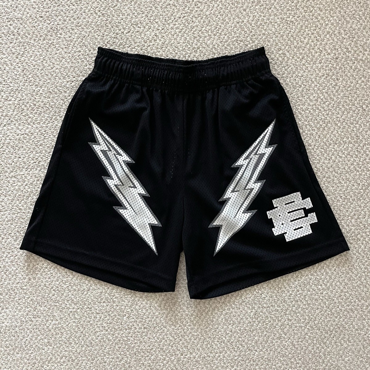人気★Eric Emanuel EE ベーシックショーツ Black/Black 黒 Eric Emanuel EE Cyber Monday Black Basic Lightning Bolt