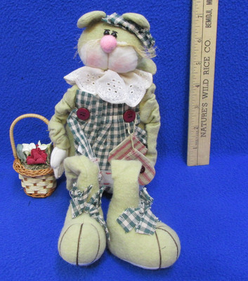 Plush Cat Shelf Sitter Sitting Fruit Orchard Delton Folk Art Primitive Rustic
