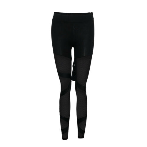 Women See-Through Mesh Gym Cross Leggings Stretch Fitness Pants Slim Fit Trouser - Picture 10 of 16