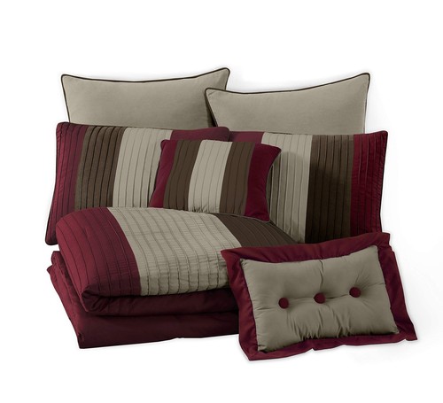 Chezmoi Collection Loft 8-Piece Luxury Striped Comforter Set (King, Burgundy/... - Picture 7 of 7