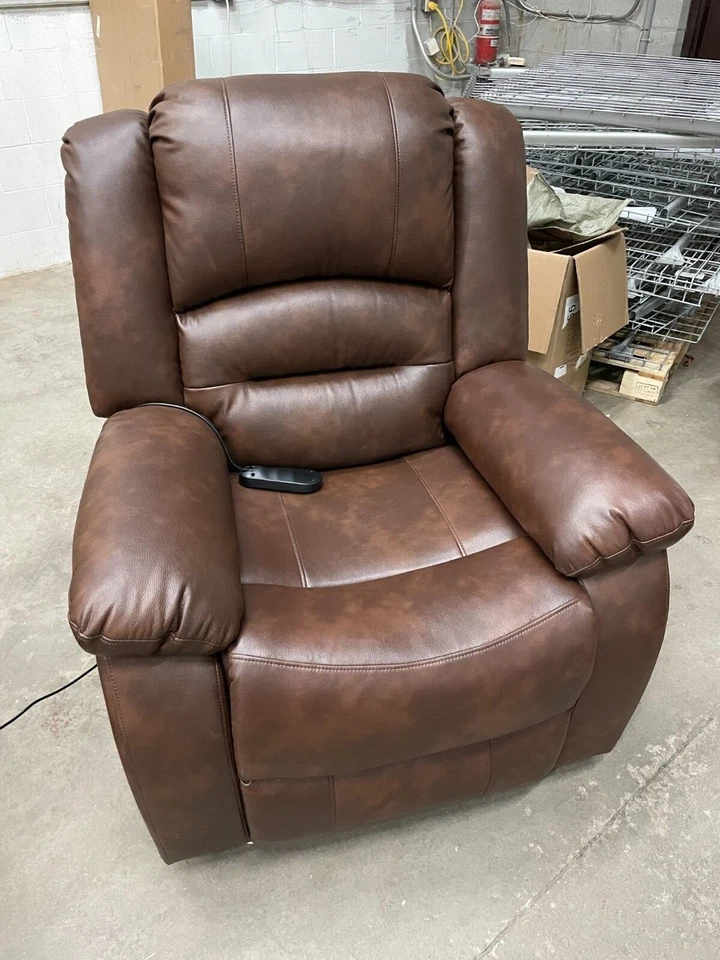 Leather Power Lift Chair Recliner With Heat, Massage, Remote Control - Image 3 of 4
