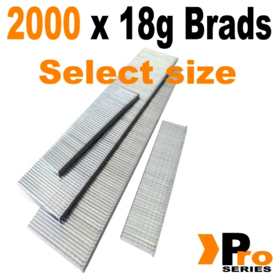 18 Gauge Brads: Sizes available 15mm - 50mm Brads ( 2 x 1000 Brad Handy Pack )