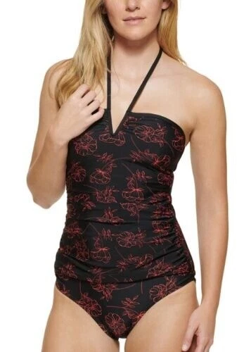 Camiseta Tankini Calvin Klein BLACK ENERGY CORAL FLORAL Alambre en V, EE. UU. 2X-Grande Foto 2 de 4