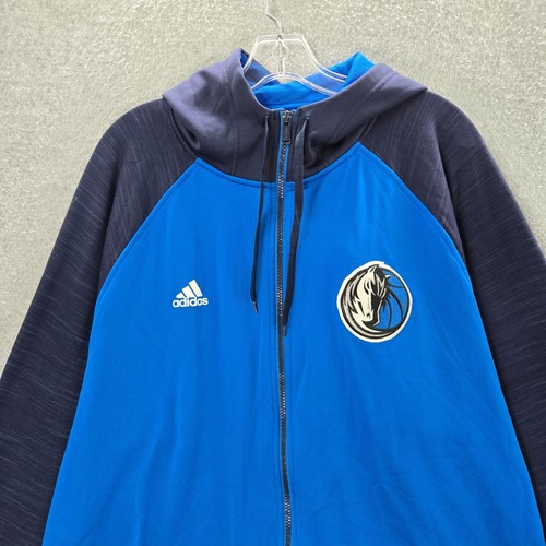 Dallas Mavericks Men Sweatshirt 3XL Blue Colorblock Hoodie Adidas Logo Fleece - Picture 12 of 12