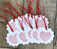Set of 10 Handmade Valentine Gift Tags Hearts Of Love