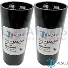 Pack of 2 - VIALU - 59-71 uf/MFD 220-250 VAC Round Start Capacitor 50/60 Hz