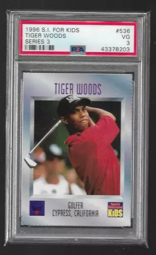 PSA 1996 Si For Kids TIGER WOODS Rookie Card, PGA Golf Legend *Masters* VG #536