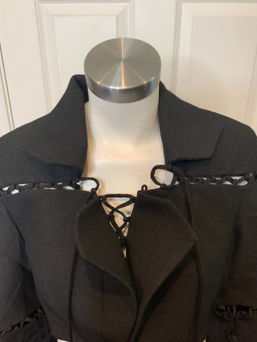 Aya Muse Sycamore Black Cropped Lace-Up Panel Jacket NWT $1018, Size Medium - Picture 3 of 7