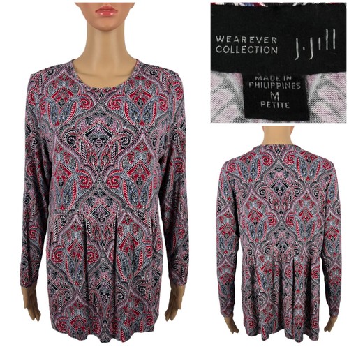 J. Jill Wearever Collection Womens Medium Petite Multicolor Tunic Blouse EUC
