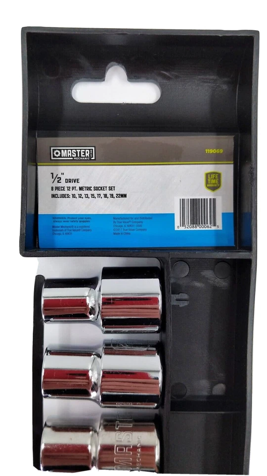 NEW! 8-Piece ½” Drive Metric Socket Set 12 PT, 10mm – 22mm, Master Mechanic - Image 2 of 4