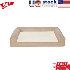 Comfort Large Soft Plush Faux Fur Performance Linen Orthopedic Sofa Dog Bed Flax