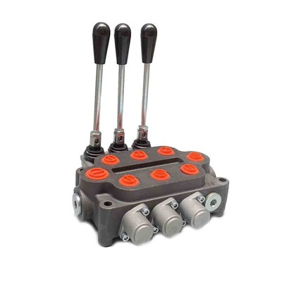 Hydraulic Directional Control Monoblock Valve 3 Spool Double Acting 25GPM