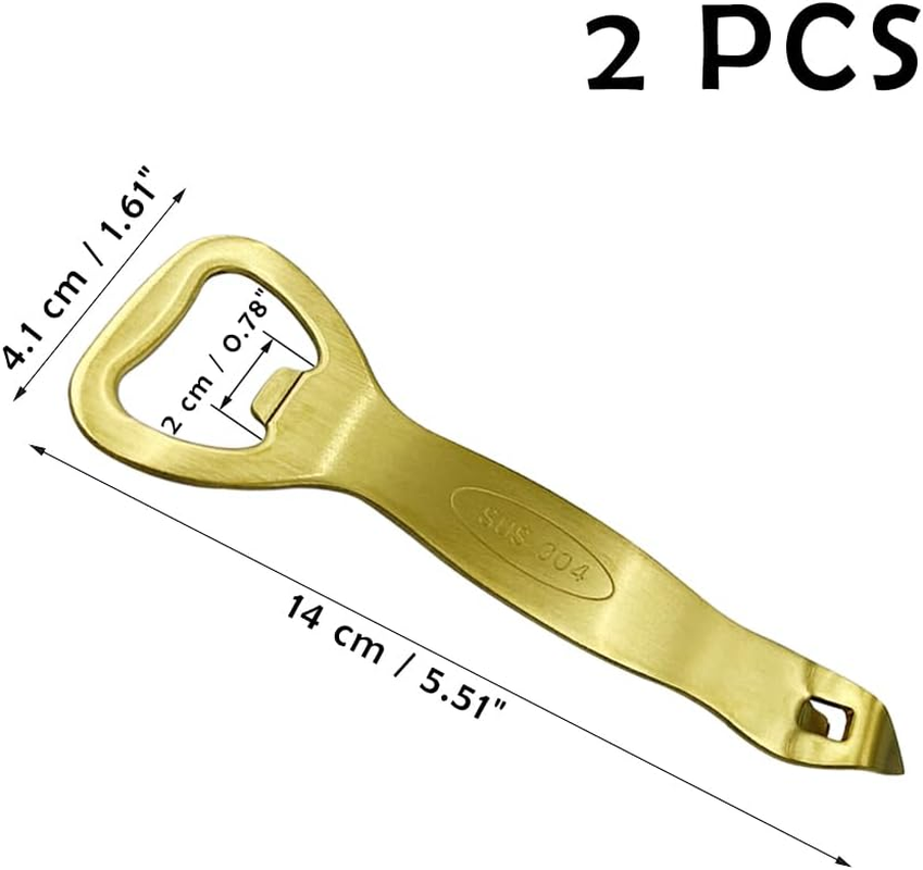 2 Pcs Gold Bottle Opener Stainless Steel Can Punch Opener Church Key
