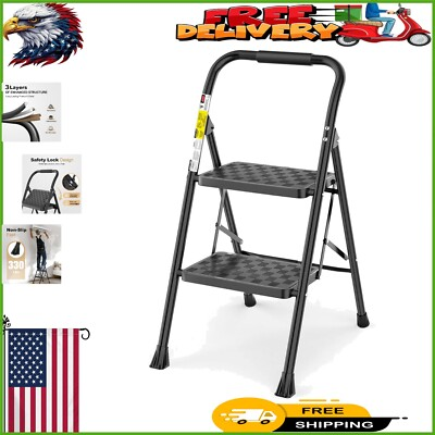 #ad #ad 2 Step Folding Ladder with Ergonomic Design amp; 330lb Capacity Safe and Stylish $79.99