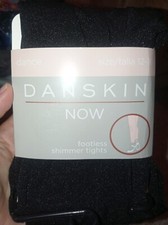 NWT Danskin Girls Tights Shimmer Footless Dance Size 12-16 Black New 