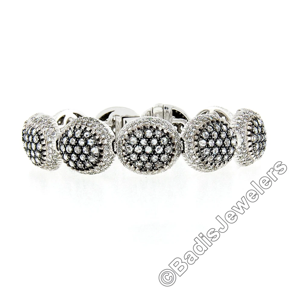 Mouawad 18K White & Black Gold Diamond Dome Rosette Statement Bracelet - Image 2 of 4
