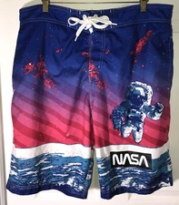 Buzz Aldrin NASA Board Shorts Swim Beach Trunks Size XXL With Astronaut Graphic
