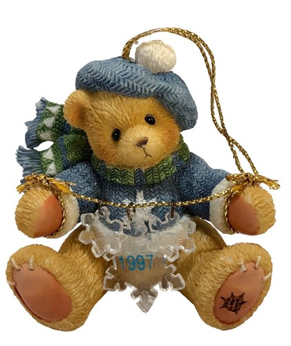 Vintage 1997 Cherished Teddies Bär baumelnde Schneeflocken Weihnachtsschmuck 272175