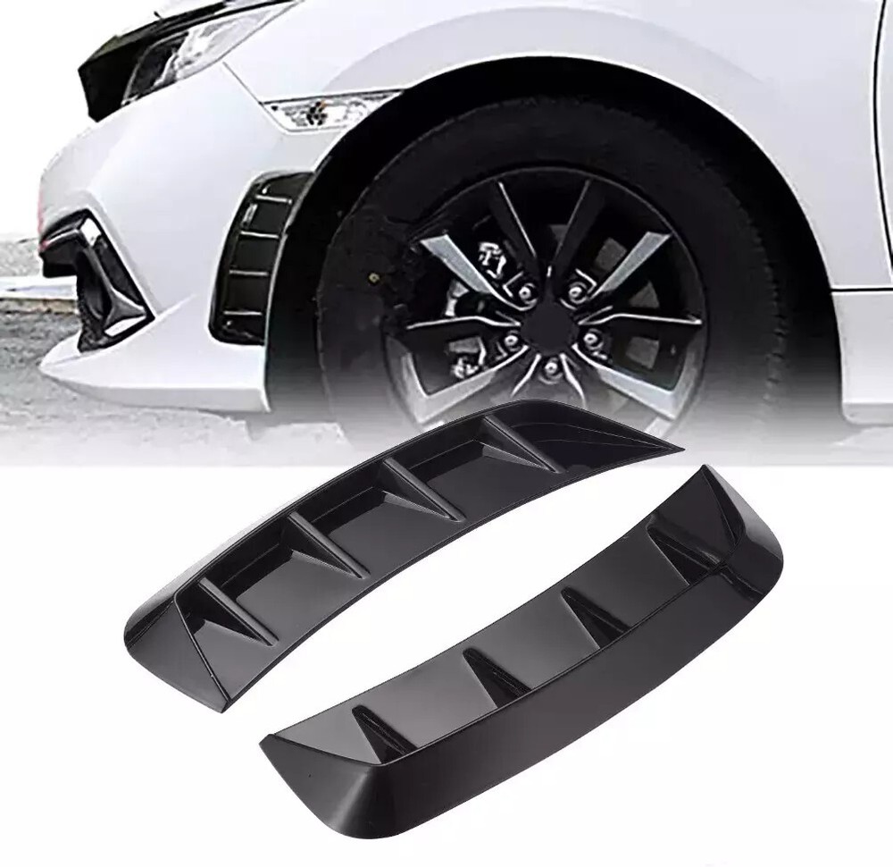 2X Sport Black Side Fender Air Vents Wing Cover Trim Car Accessories Universal