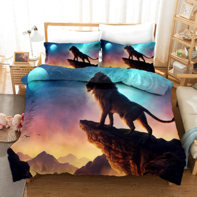 3D Löwe Berg Sternenhimmel Mond Quilt Cover Set Bettwäsche Sets Kissenbezüge
