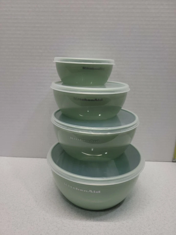 KitchenAid Prep Cuencos Anidación Juego de 4 con Tapas Verde 1 2 3 4 Tazas Cocina Foto 2 de 4