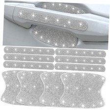 10 pcs Bling Diamond Car Door Handle Stickers, Bling Car Accessories for Silver