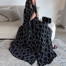 Muslim Women Chiffon Cardigan Prayer Headscarf Dress Kimono Ramadan Eid 2Pcs Set